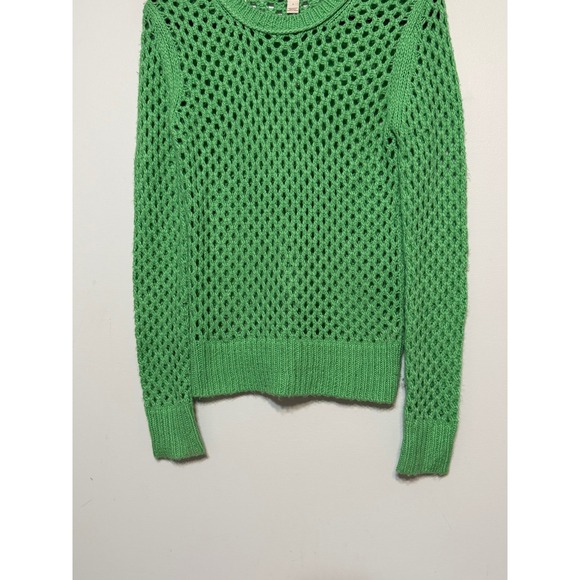 Y2K Arizona Jeans Green Crochet Fairycore Sweater Womens Size L Earthy Indie - Picture 4 of 8
